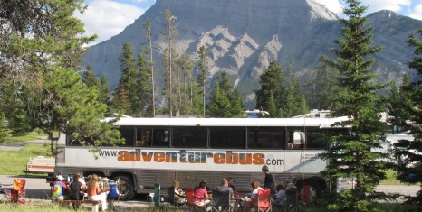 Tour Bus camping in Canada.